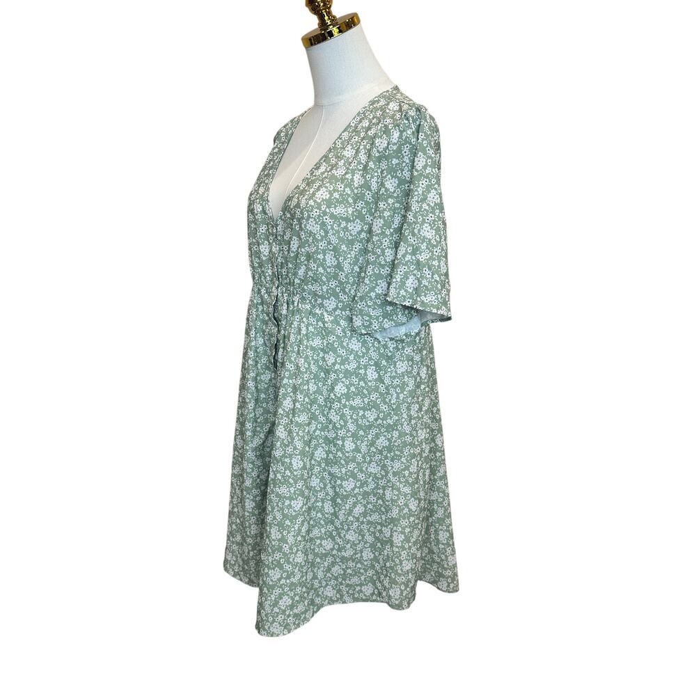 Soon Green Calico Babydoll Maternity Dress LARGE Cottage Prairie Designer $180 - Picture 8 of 10